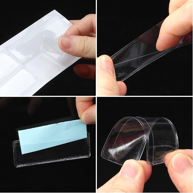 100 Pcs Label Holder Self Adhesive Clear Nameplate Pocket 3x1 Inch Plastic - Image 5