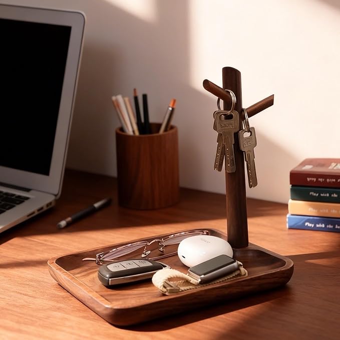 Solid Black Walnut Wooden Key Tray, Key Bowl - Image 9
