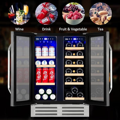 Wine and Beverage Refrigerator, 24 Inch Dual Zone Fridge - Image 6