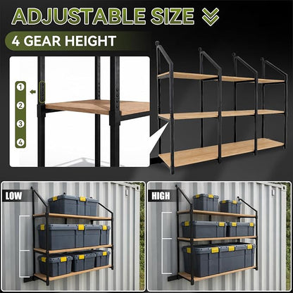 4 Pack Shipping Container Shelf Brackets, Upgraded Adjustable 3 Tier Shipping - Image 2