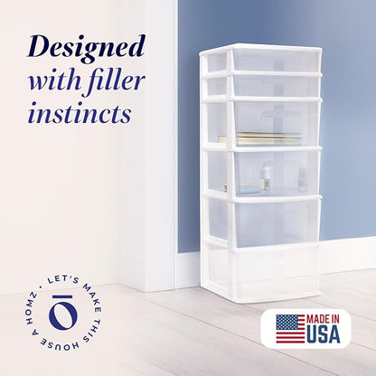 HOMZ 6 Drawer Plastic Storage & Organizer Tower | 4 Large & 2 Small Drawers | - Image 4