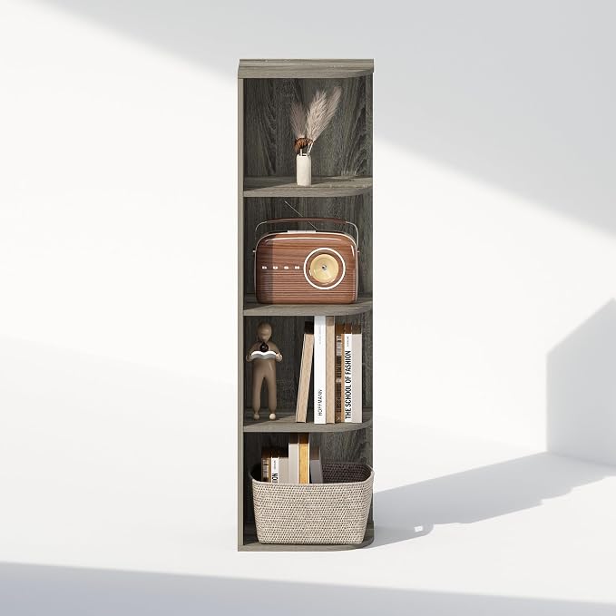 Furinno Reed Corner Shelf, 4-Tier Corner Bookshelf, Book Shelf, Corner Shelves - Image 5