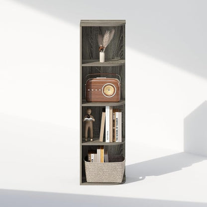 Furinno Reed Corner Shelf, 4-Tier Corner Bookshelf, Book Shelf, Corner Shelves - Image 5