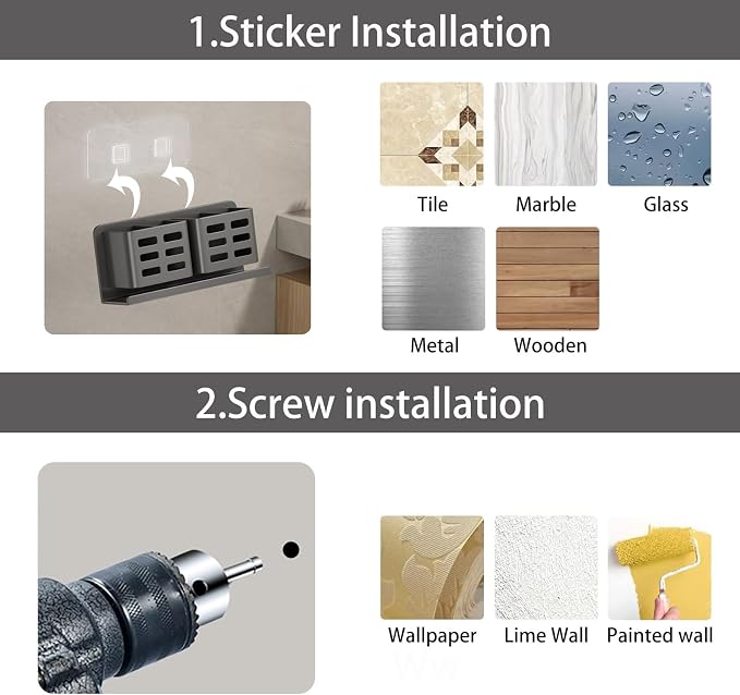 Aluminum Toothbrush Holder Self-Adhesive Hanging Bracket Shower Toothbrush - Image 7