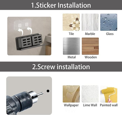 Aluminum Toothbrush Holder Self-Adhesive Hanging Bracket Shower Toothbrush - Image 7