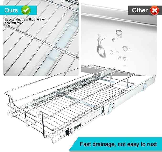 Pull Out Cabinet Organizer 14" W X 22" D, Slide Out Drawers - Image 7