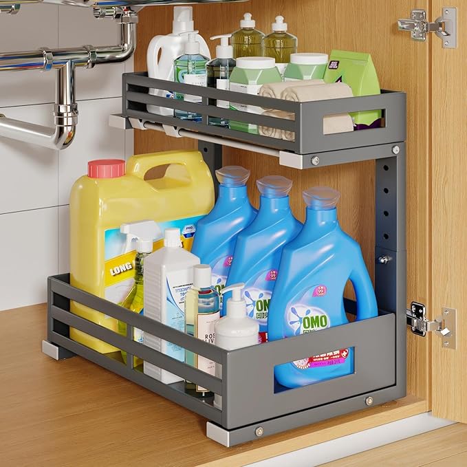 1-Pack Under Sink Organizers and Storage, 2-Tier L Shape Pull Out Cabinet by UnderSinkOrganizer