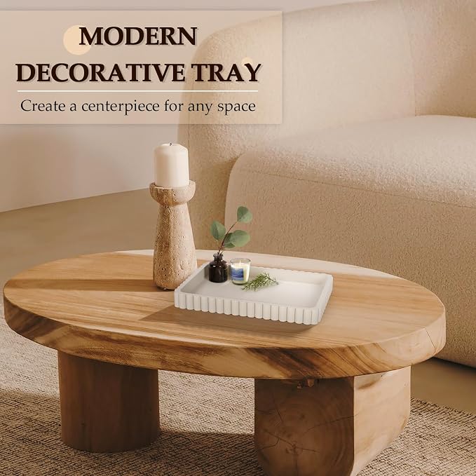 Concrete Decorative Tray for Coffee Table Decor, Rectangular Modern Decorative - Image 3