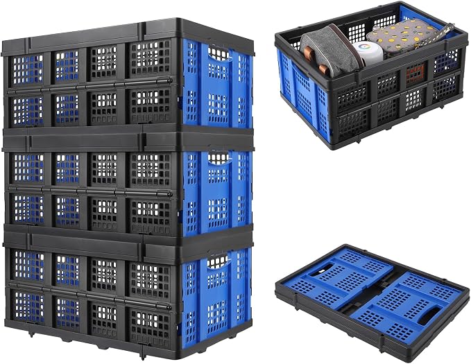 55L Collapsible Crates for Storage, Stackable & Collapsible Milk Crates - Image 2