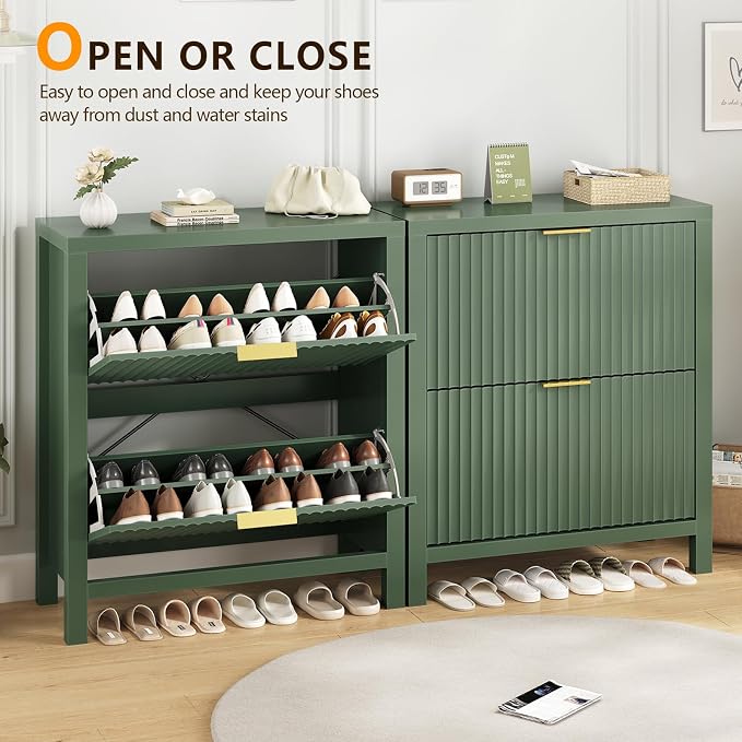 YOMILUVE Fluted Shoe Storage Cabinet - Image 8