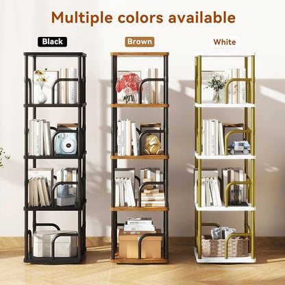 IBUYKE 5 Tier Rotating Bookshelf, Square Bookcases - Image 8