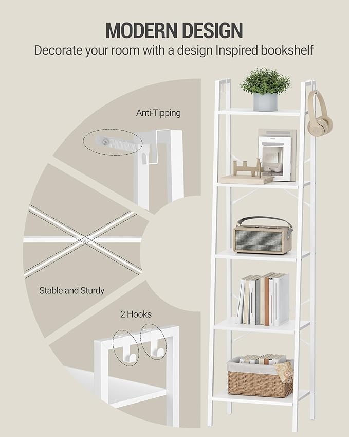 Hzuaneri Ladder Shelf, Freestanding Corner Storage Shelf | Bookcase - Image 5