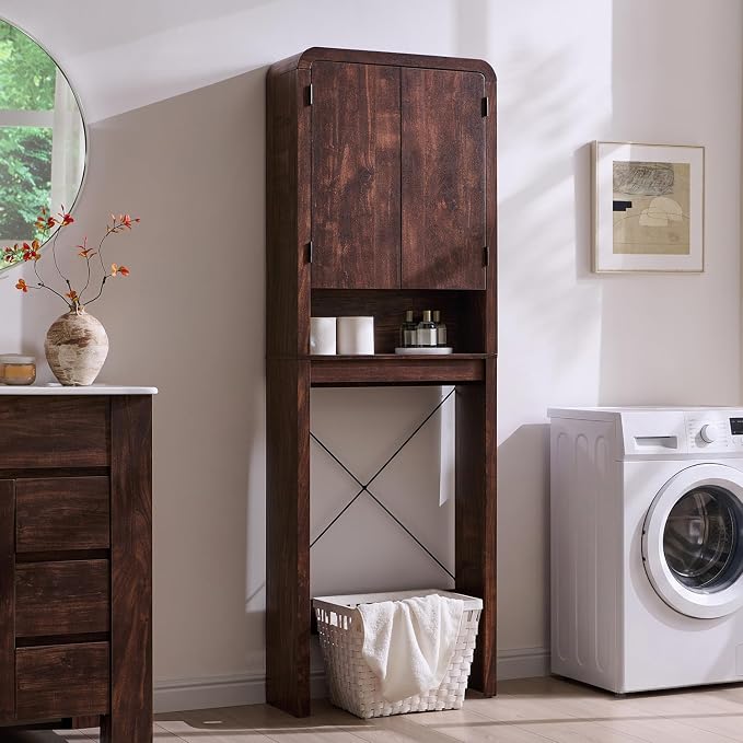 Over the Toilet Storage Cabinet, 69.69" Curved Bathroom Storage Organizer - Image 3