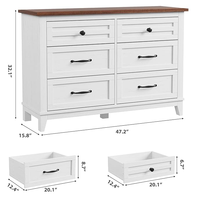 GarveeHome 6 Dresser for Bedroom, 47 in Wide Drawer Dresser - Image 5