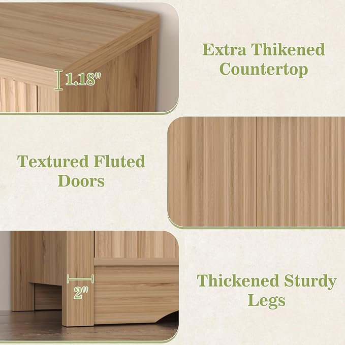 Cyclysio 55" Fluted Buffet Cabinet - Image 4