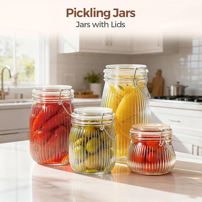 ComSaf Airtight Glass jar with lid 34oz Set of 3, Glass Storage Containers with - Image 6