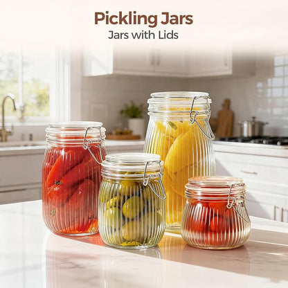 ComSaf Airtight Glass jar with lid 51oz Set of 3, Glass Storage Containers with - Image 7