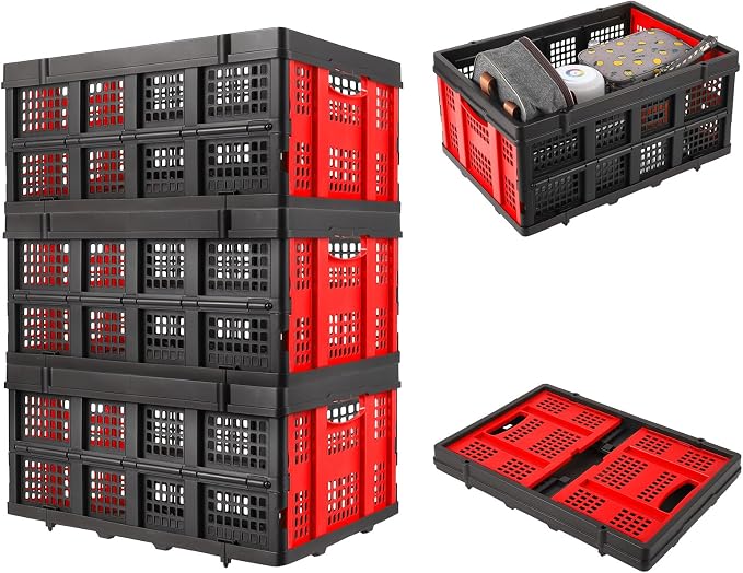 55L Collapsible Crates for Storage, Stackable & Collapsible Milk Crates - Image 2