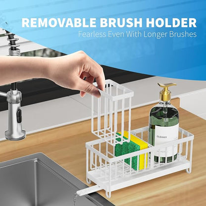 Cisily White Sponge Holder for Kitchen Sink, Sink Caddy Organizer - Image 4