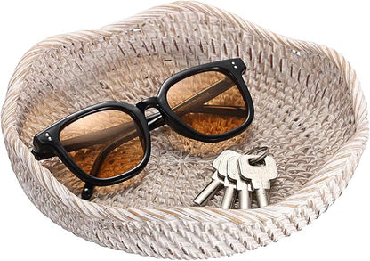 Hipiwe Decorative Key Tray Rattan Storage Bowl Food Serving Basket - Image 9