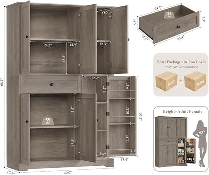 HOSTACK 68" H Kitchen Pantry Storage Cabinet - Image 3