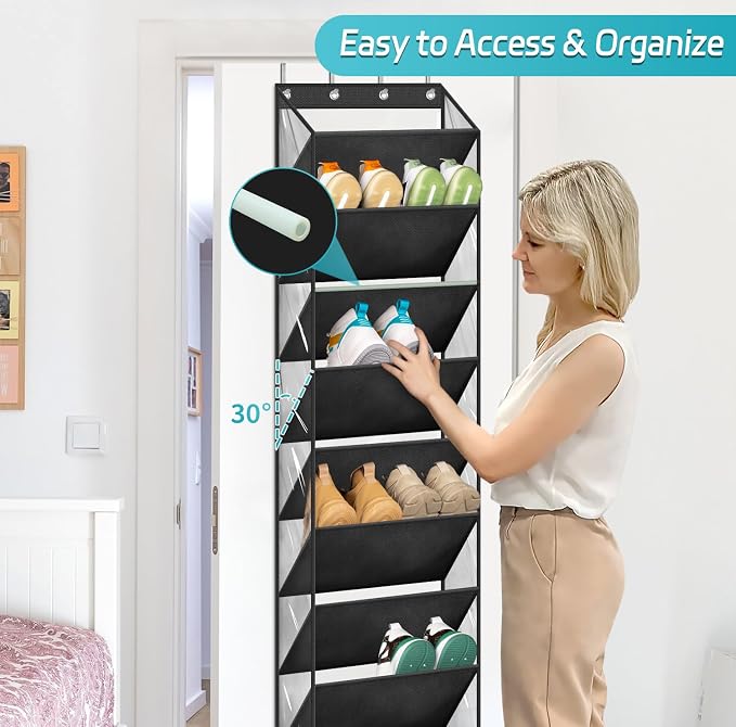AOODA 10 Tier Clear Over the Door Shoe Organizer Storage, Deep Pockets Large - Image 4