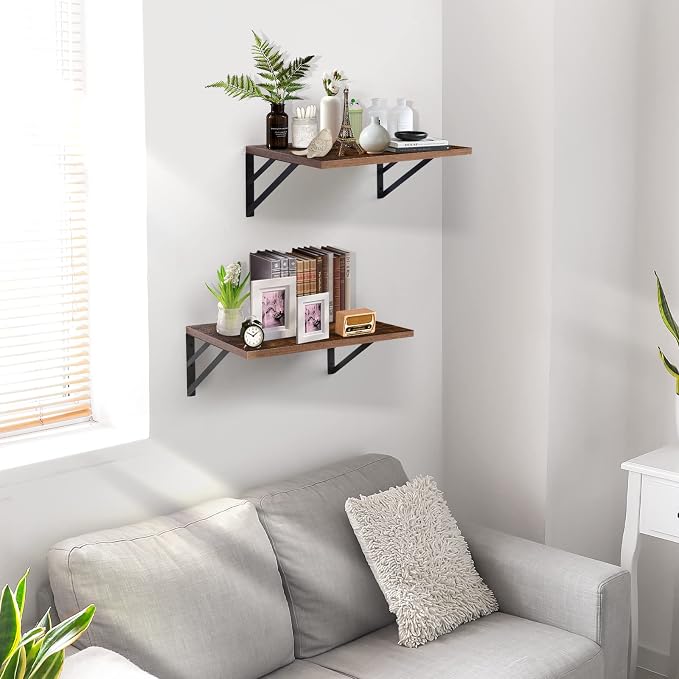 Tectocker-DOU 2 Pc Deep Floating Shelves ; Wall Mounted Hanging Shelves - Image 5