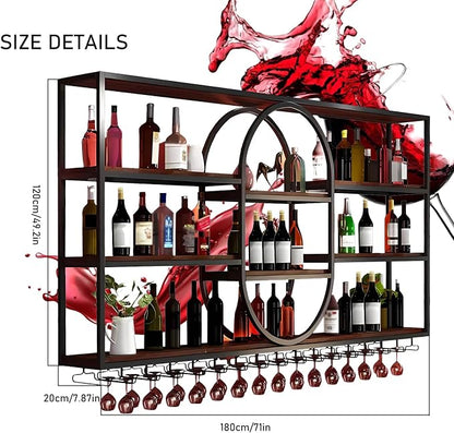 Large Wall Mount Wine Rack, Metal 4 Tier Large Capacity Hanging Bar Rack - Image 2