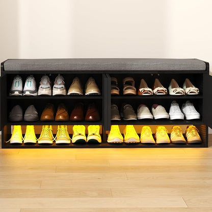 HOMEFORT 47.2" Fluted Shoe Storage Bench, Entryway Bench - Image 8