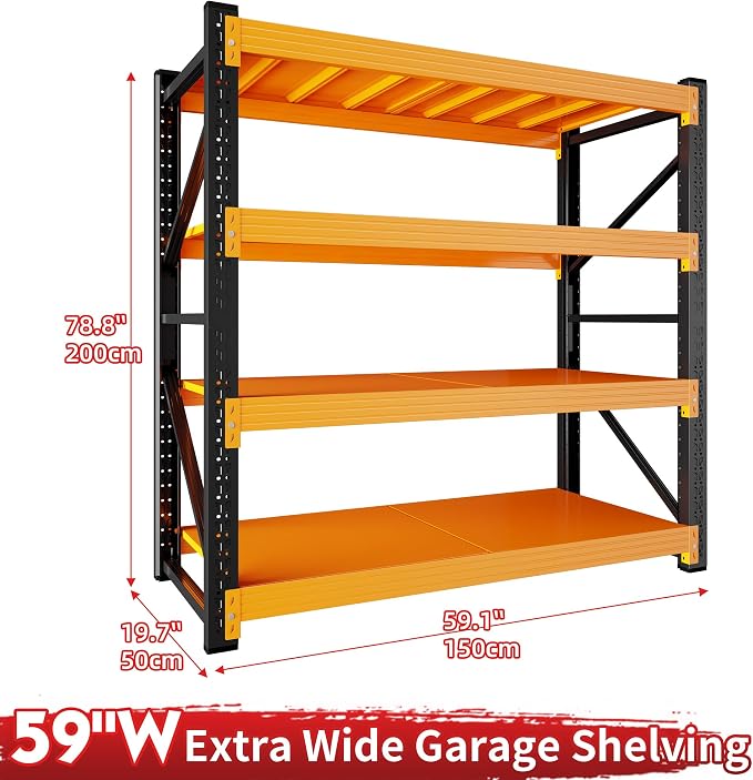 5000LBS Garage Shelving 59" W Garage Shelving Heavy Duty 4-Tier Metal Storage - Image 3