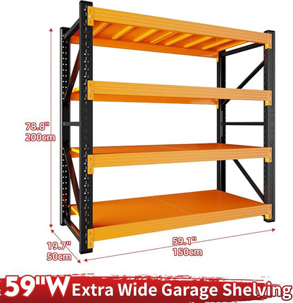 5000LBS Garage Shelving 59" W Garage Shelving Heavy Duty 4-Tier Metal Storage - Image 3