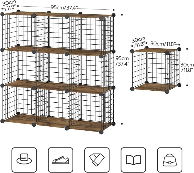 HOOBRO Wire Cube Storage Organizer, 6-Cube Metal Storage Shelves, Modular - Image 3