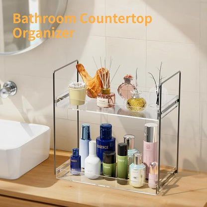 Bathroom Countertop Organizer, 2 Tier Acrylic Tray Vanity Counter Skincare - Image 4