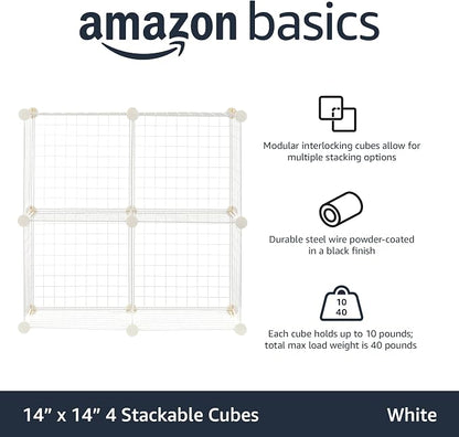 Amazon Basics 4 Cube Wire Grid Storage Organizer, Closet Organizer and Shelves - Image 4