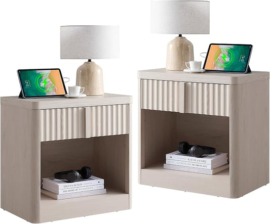 Fluted Nightstand Set of 2 by YANSNWO