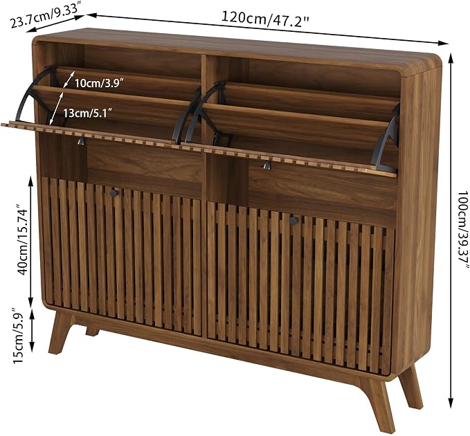 Jluomei Large Shoe Cabinet for Entryway, Bamboo Narrow Shoe Cabinet Storage - Image 2