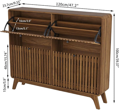 Jluomei Large Shoe Cabinet for Entryway, Bamboo Narrow Shoe Cabinet Storage - Image 2