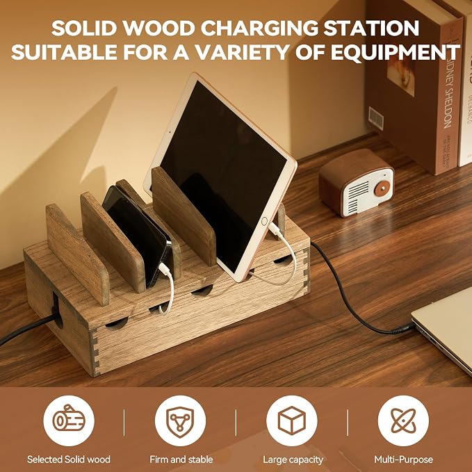 KIRIGEN Wood Charging Station Rack Organizer - Image 2