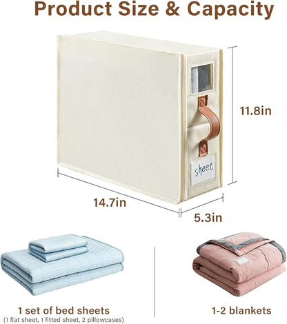 8 Pack Bed Sheet Organizers and Storage, Foldable Sheet Set Organizer - Image 2
