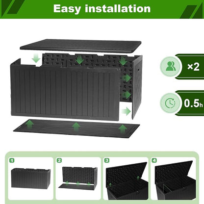 230 Gallon Outdoor Storage Box Waterproof, Extra Large Plastic Outside Deck Box - Image 3