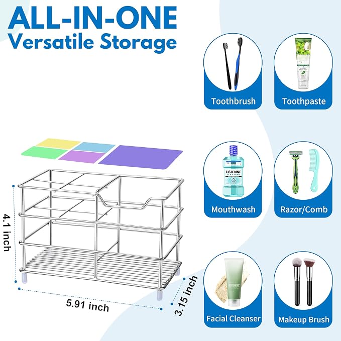 Urbanstrive 304 Stainless Steel Bathroom Toothbrush Holder Toothpaste Holder - Image 2