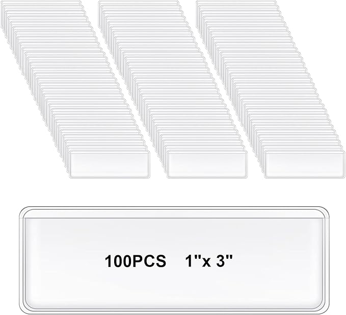 100 Pcs Label Holder Self Adhesive Clear Nameplate Pocket 3x1 Inch Plastic by Unknown