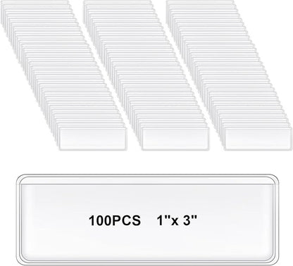 100 Pcs Label Holder Self Adhesive Clear Nameplate Pocket 3x1 Inch Plastic by Unknown