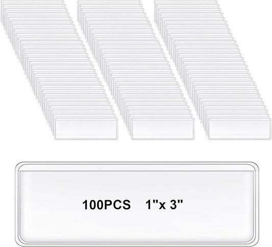 100 Pcs Label Holder Self Adhesive Clear Nameplate Pocket 3x1 Inch Plastic by Unknown