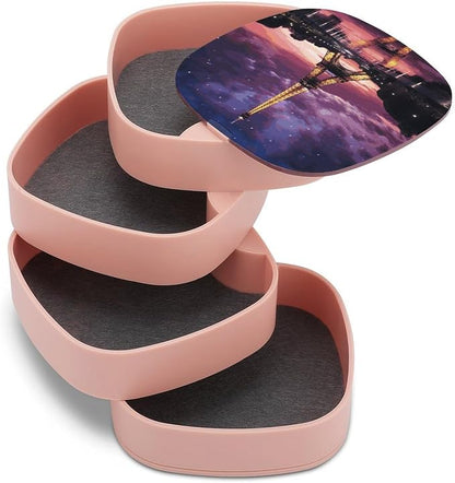 Purple Eiffel Tower Jewelry Box 360°Rotating Storage Boxes Small Travel Earring - Image 7