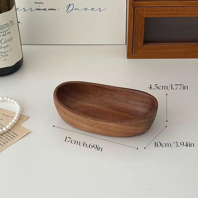 Wooden Bowl for Keys Walnut Wood Catchall Bowl for Entryway Table Rustic - Image 3