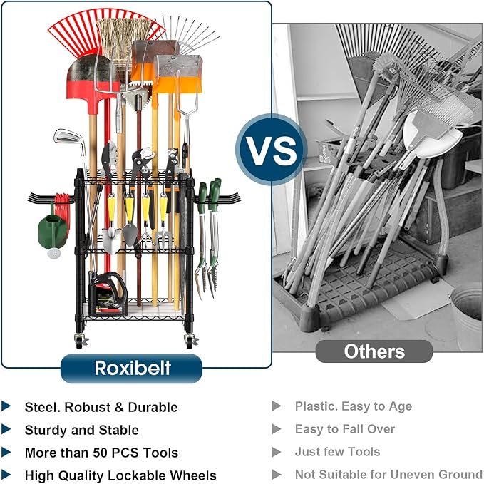 T1 Garden Tool Organizer（With Lockable Wheels）Heavy Duty Garage Tool Storage - Image 3