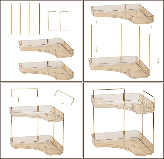 2-Tier Corner Bathroom Counter Organizer – Classic Storage Shelf - Image 7