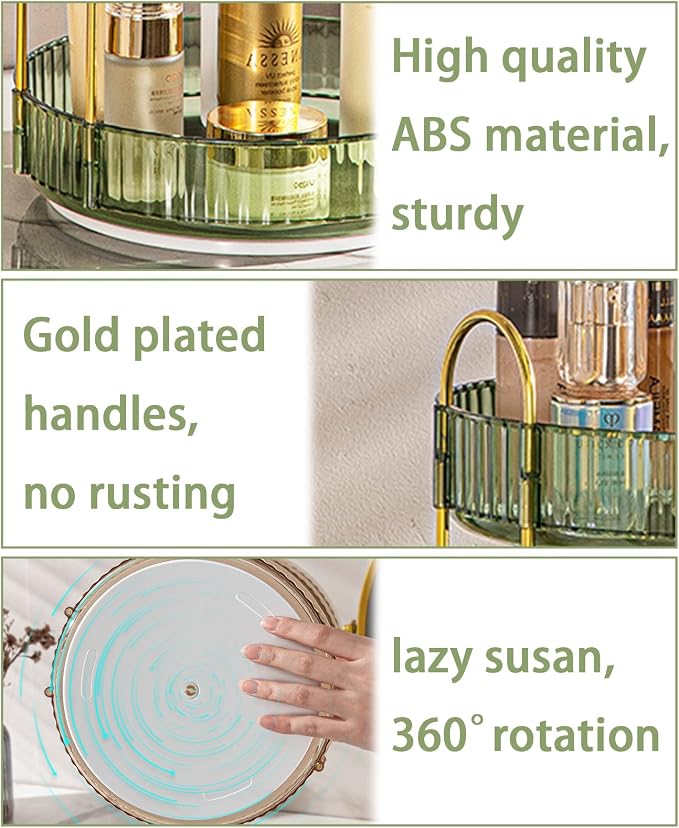 Rotating Makeup Organizer for Vanity, High-Capacity Skincare Clear Make Up - Image 2