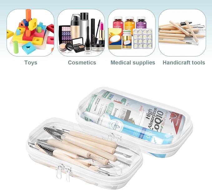 Set of 2 - Hard Sided Clear Zipper Case - Image 6